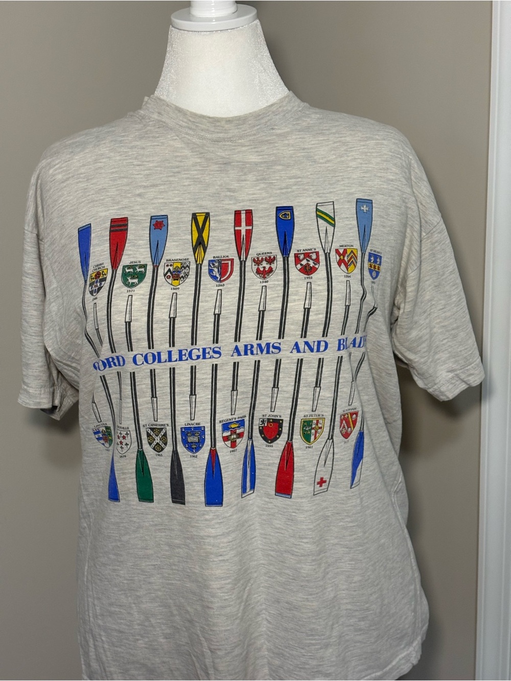 Oxford Colleges Arms and Blades Graphic Short Sleeve Tee - Light Gray